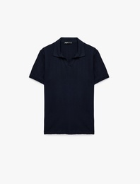 Pamuklu Regular Fit Kısa Kollu Dokulu Polo Yaka Tişört