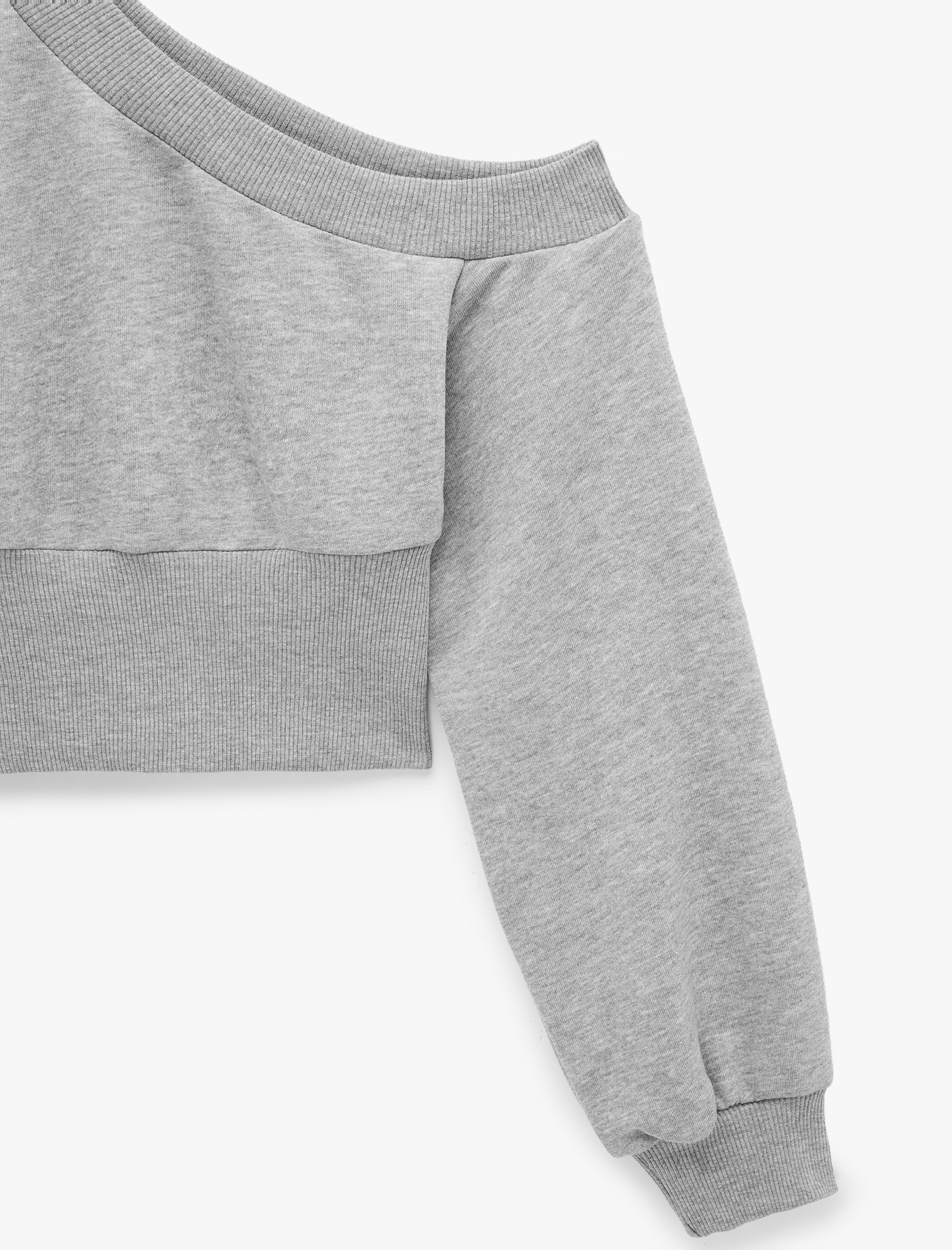   Slim Fit Asimetrik Yaka Korse Detaylı Uzun Kollu Crop Sweatshirt