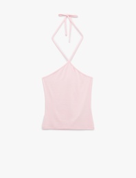 Koton X Sibil Çetinkaya - Slim Fit Boyundan Bağlamalı Halter Yaka Top