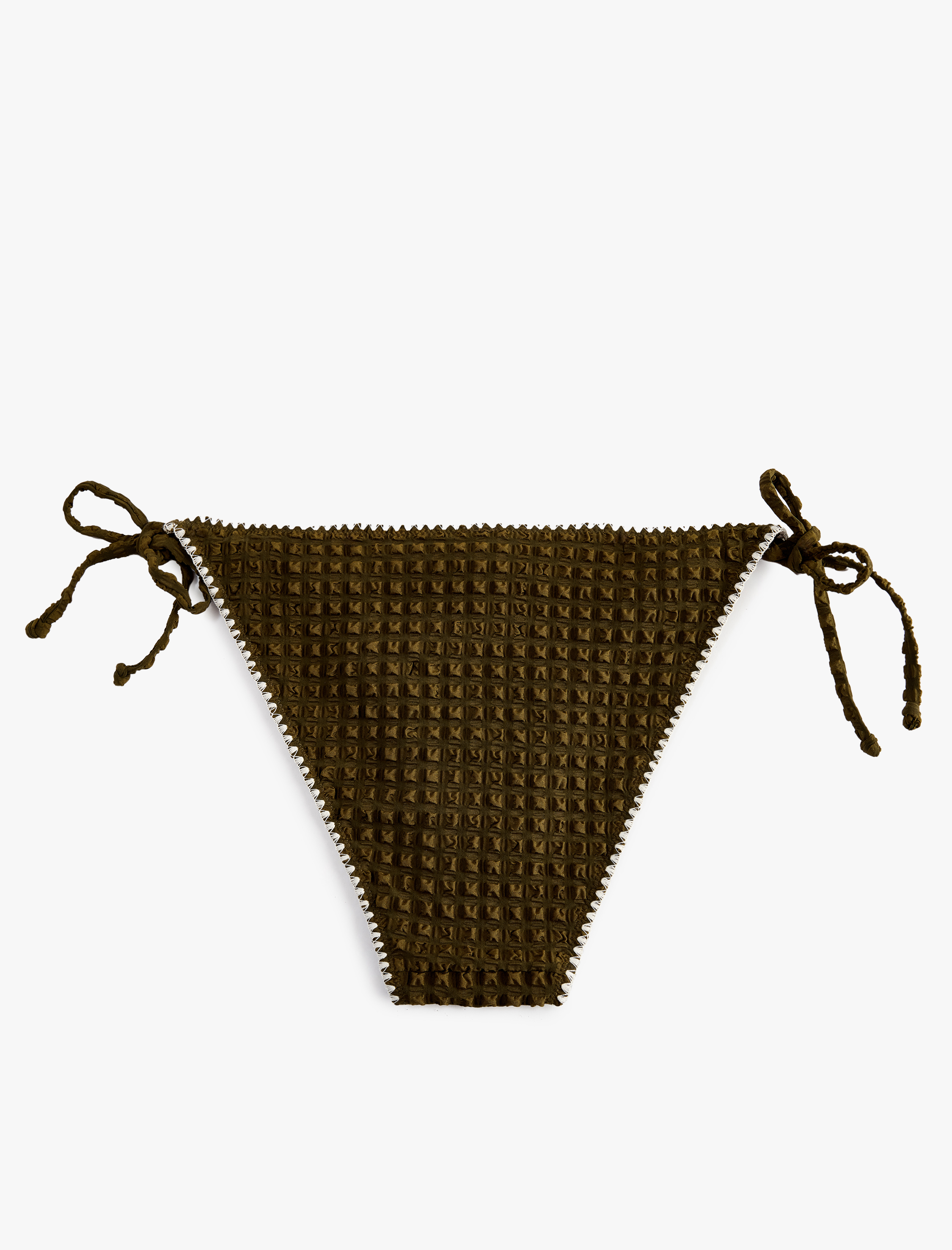   Yanları Bağlamalı İpli Kroşe Detaylı Dokulu Bikini Altı