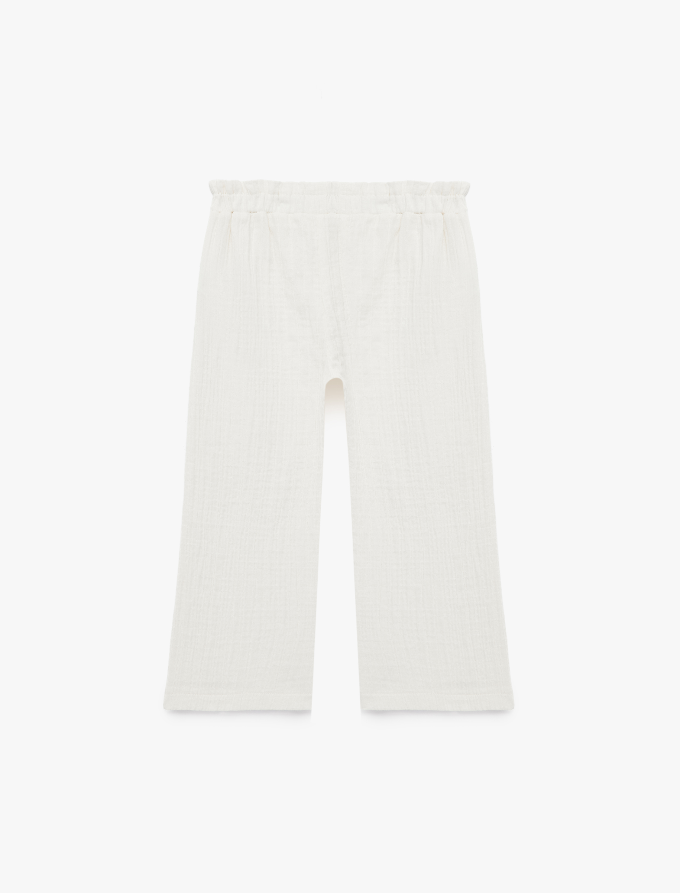  Kız Bebek Pamuklu Beli Lastikli Müslin Geniş Paça Pantolon