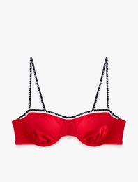 Çıkarılabilir Askılı Kroşe Detaylı Balenli Bikini Üst