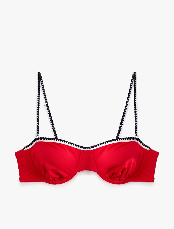  Çıkarılabilir Askılı Kroşe Detaylı Balenli Bikini Üst