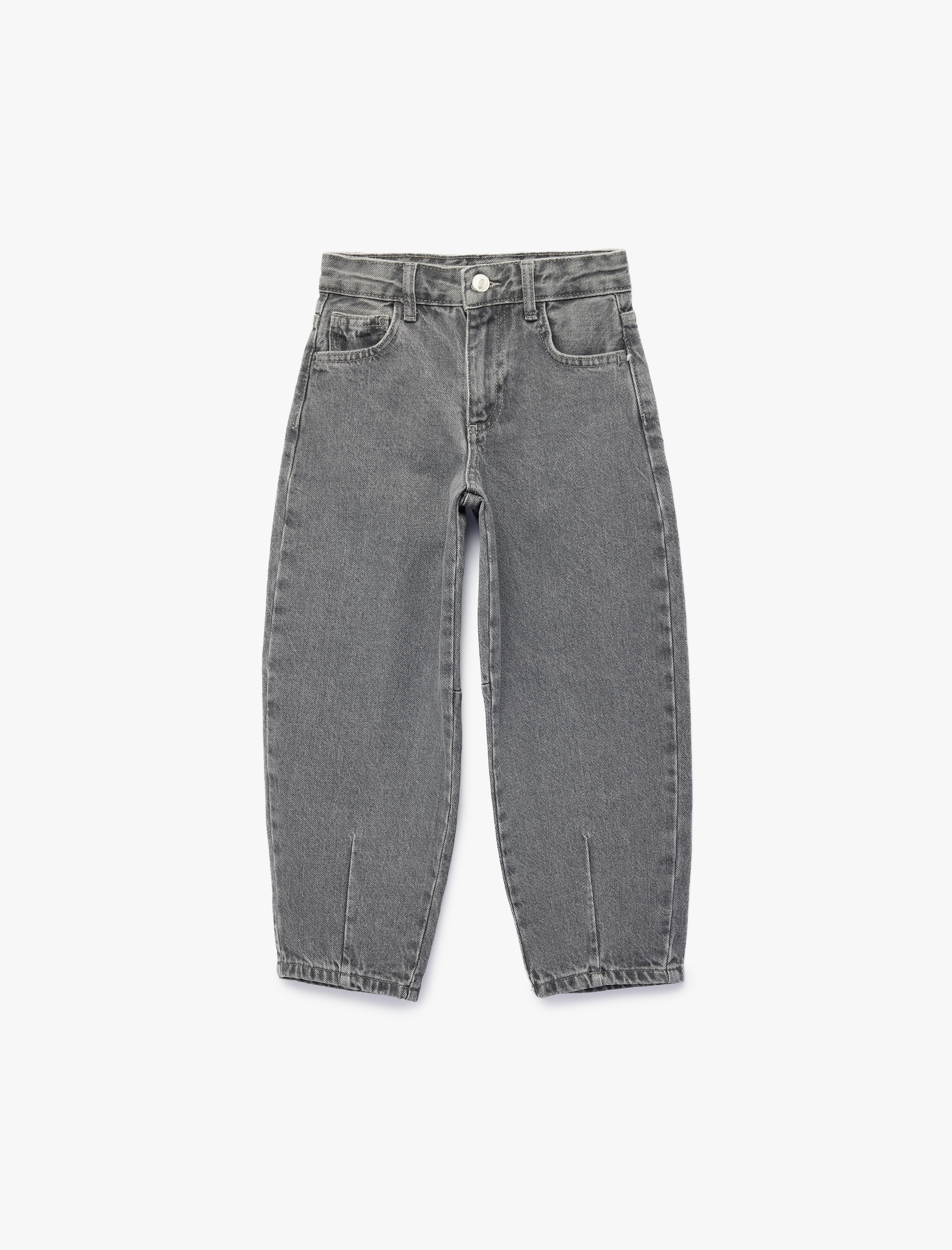  Kız Çocuk Pamuklu Dikiş Detaylı Cepli Denim Pantolon