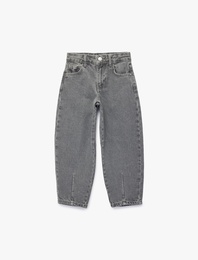 Pamuklu Dikiş Detaylı Cepli Denim Pantolon