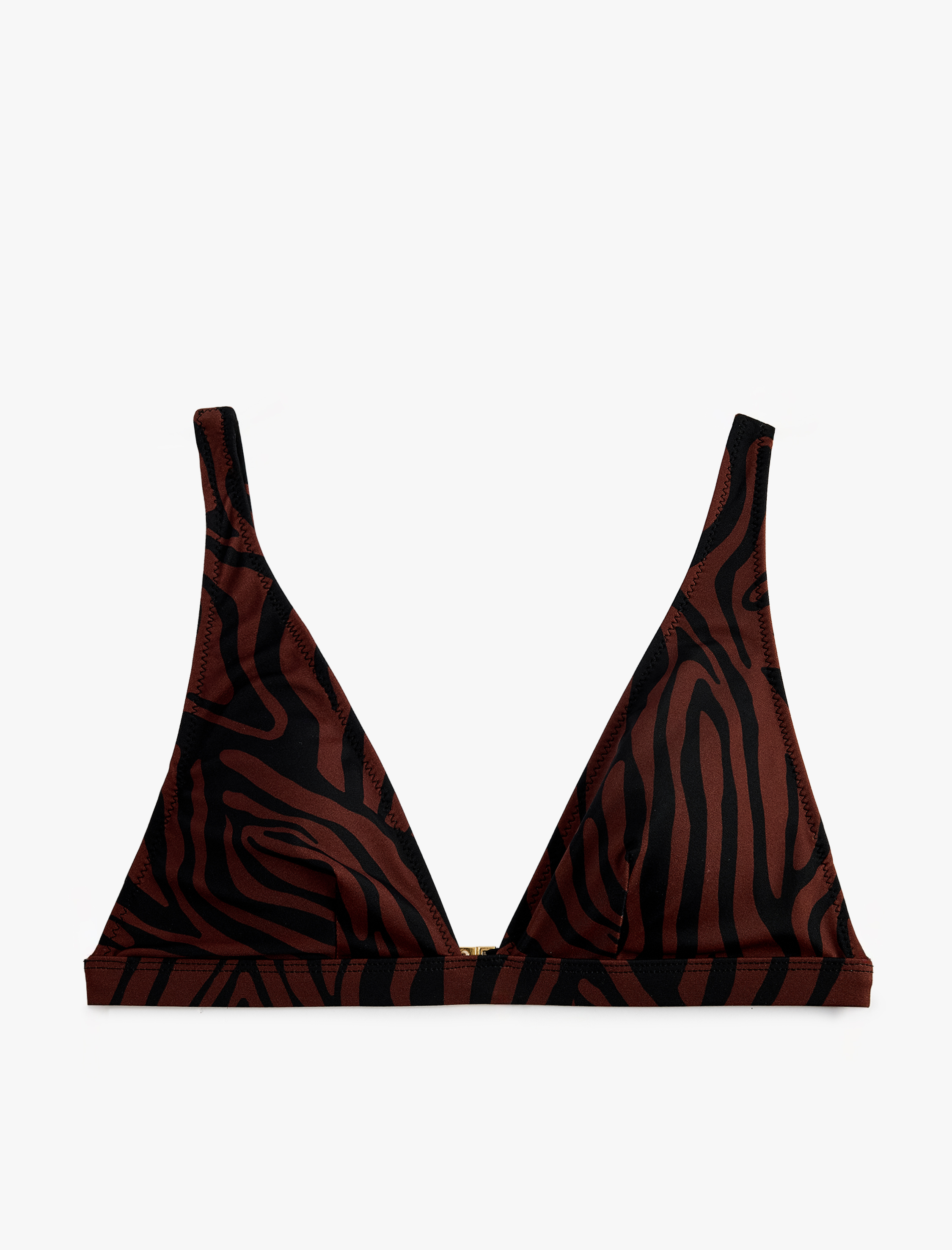   V Yaka Zebra Desenli Bralet Bikini Üstü