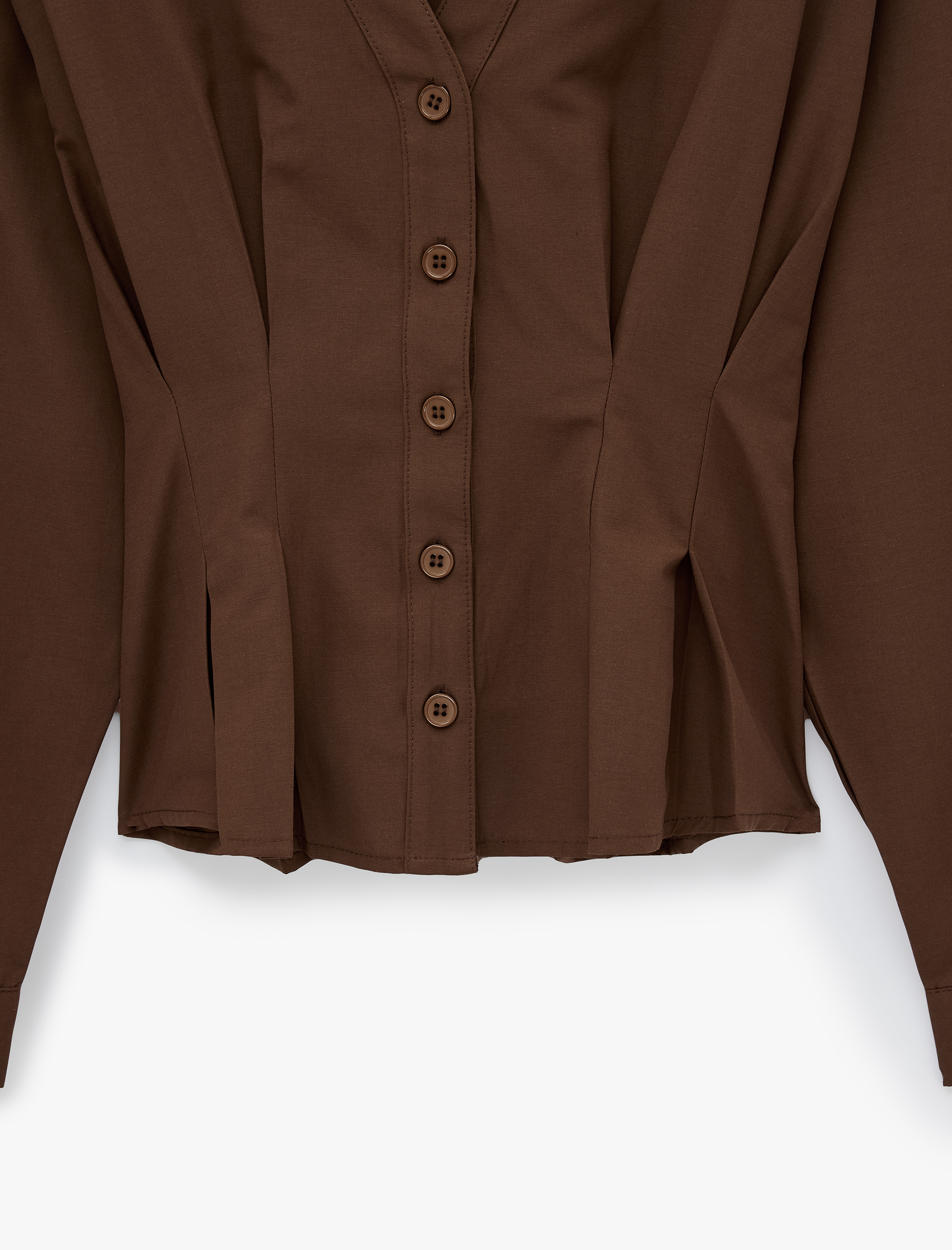   Slim Fit Düğmeli Uzun Kollu V Yaka Poplin Gömlek
