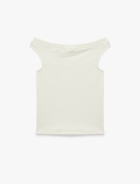 Asimetrik Yaka Slim Fit Pamuklu Kolsuz Bluz