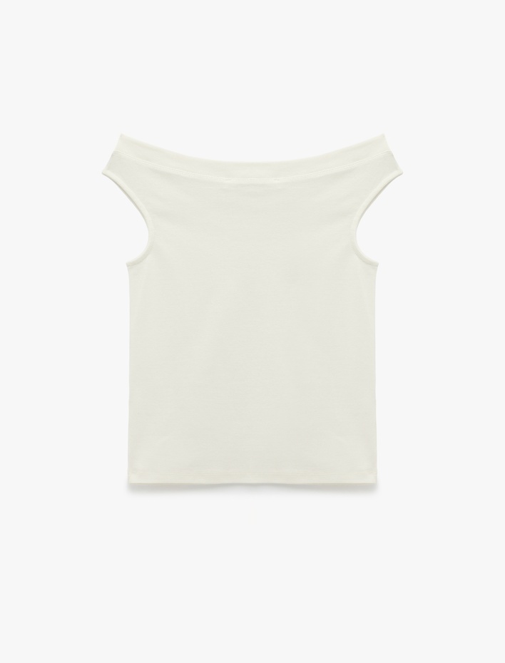  Asimetrik Yaka Slim Fit Pamuklu Kolsuz Bluz