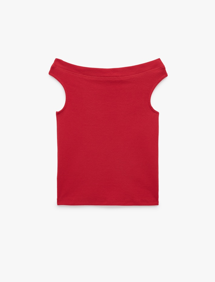  Asimetrik Yaka Slim Fit Pamuklu Kolsuz Bluz