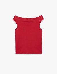 Asimetrik Yaka Slim Fit Pamuklu Kolsuz Bluz