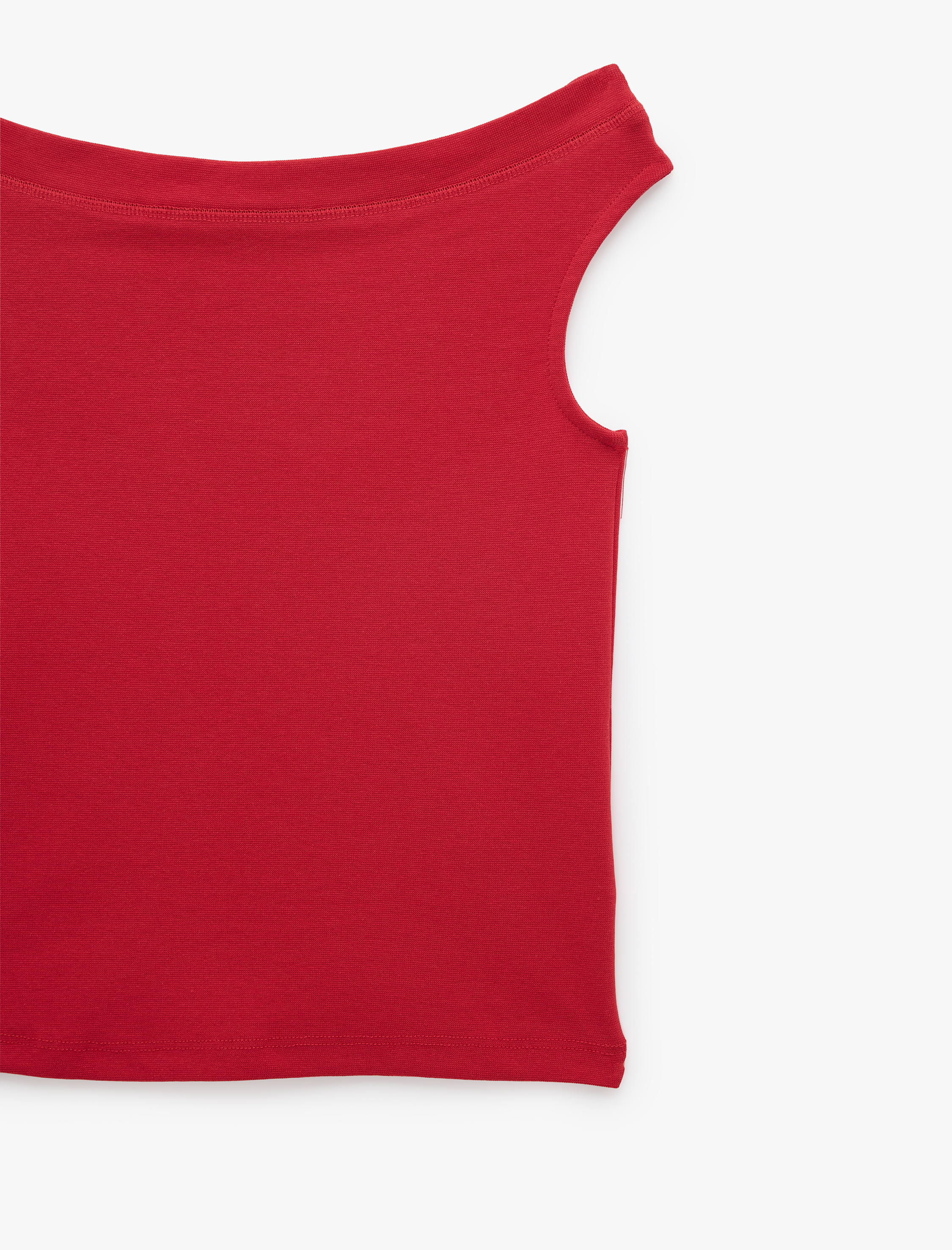   Asimetrik Yaka Slim Fit Pamuklu Kolsuz Bluz