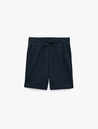 Regular Fit Cepli Bermuda Beli Bağcıklı Şort
