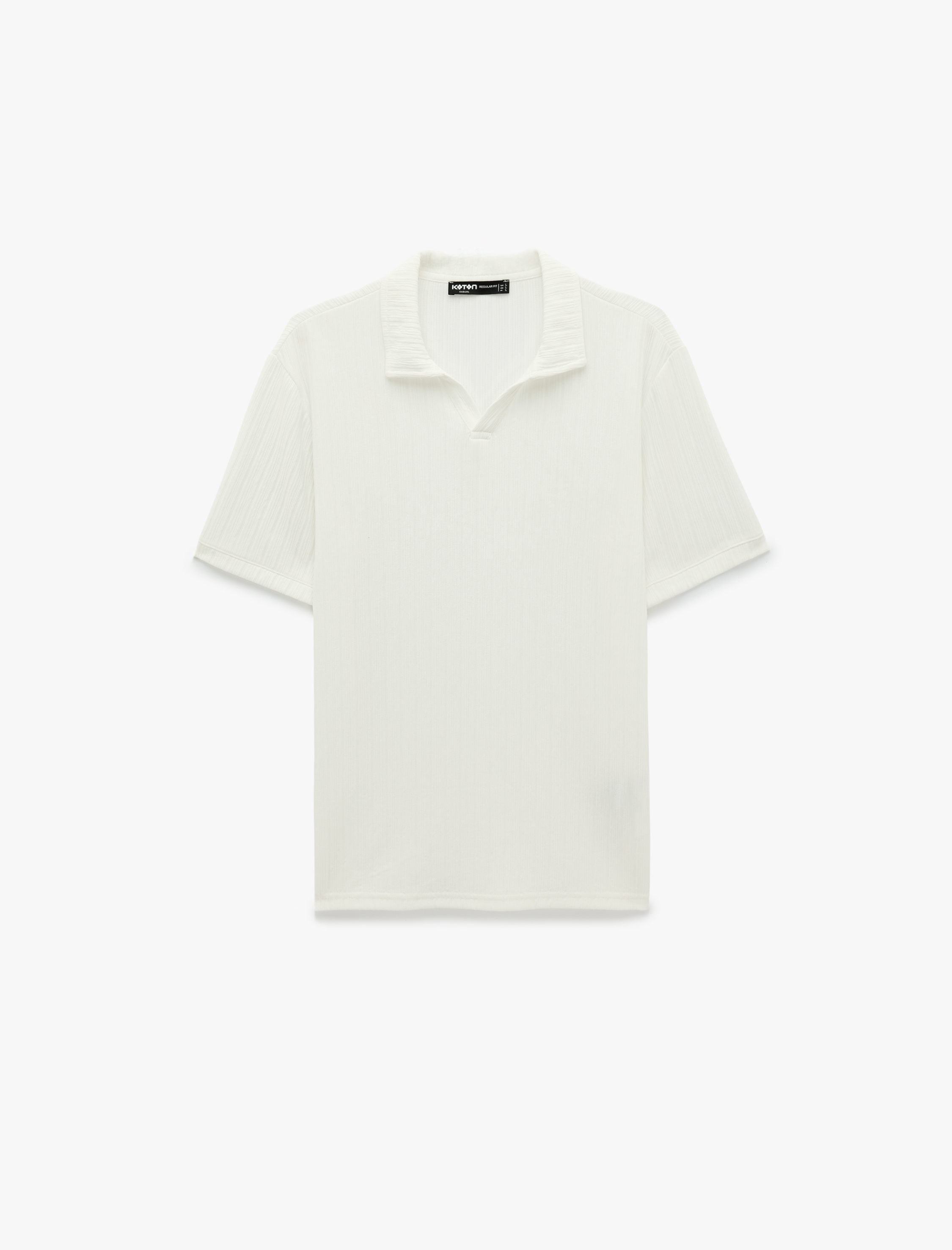   Regular Fit Kısa Kollu Dokulu Polo Yaka Tişört