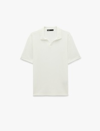 Regular Fit Kısa Kollu Dokulu Polo Yaka Tişört