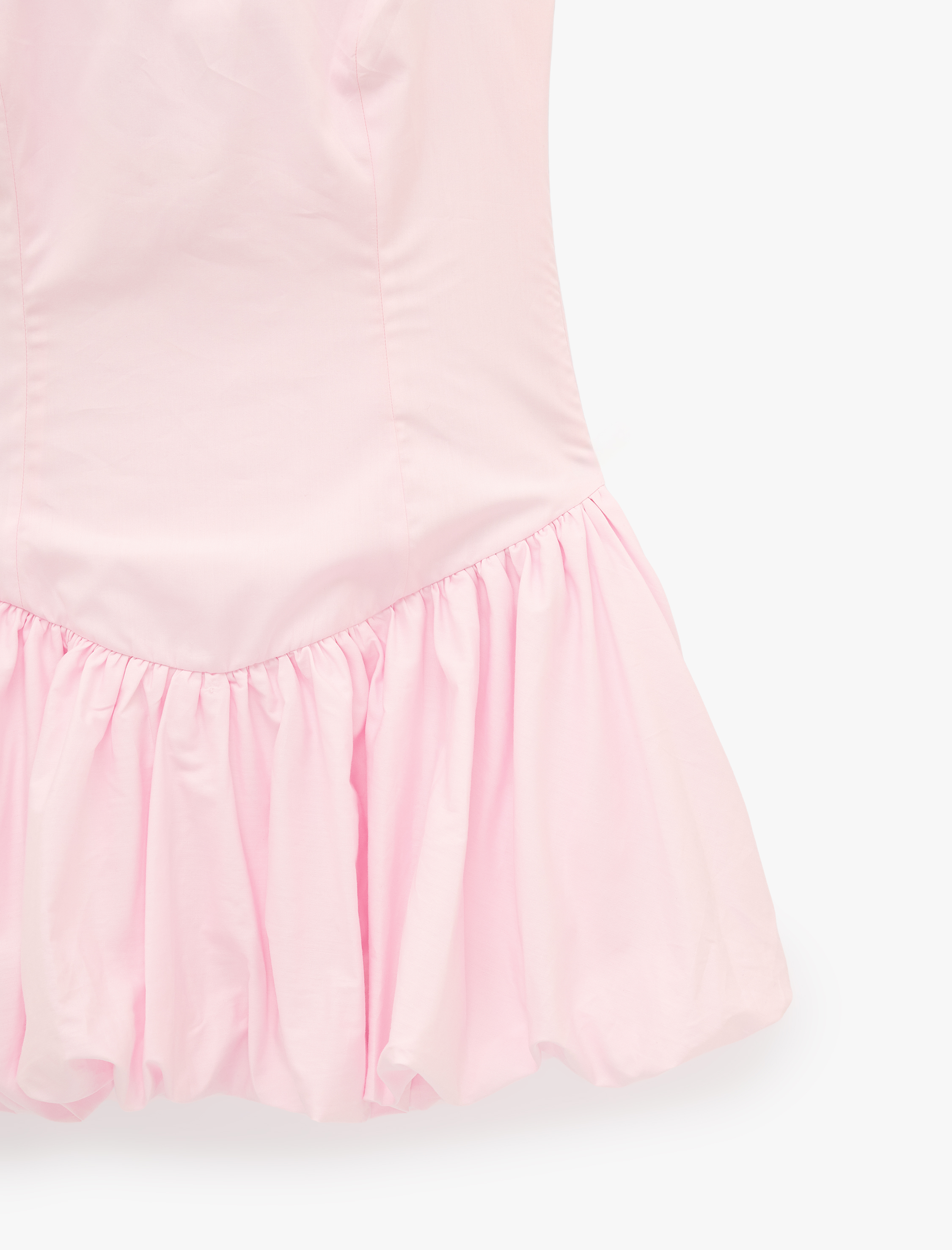   Kolsuz Slim Fit Fiyonk Detaylı Halter Yaka Mini Balon Elbise