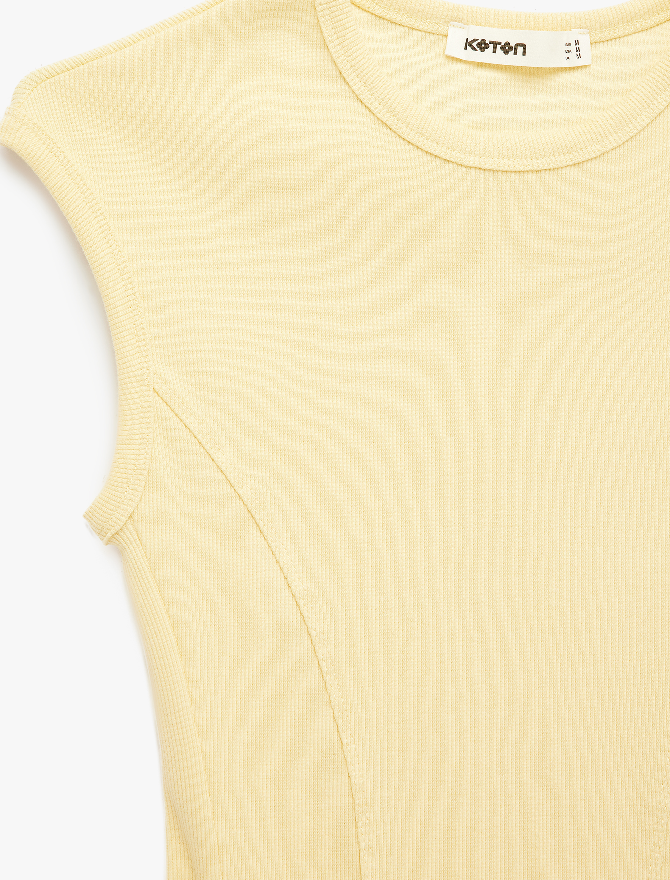   Pamuklu Slim Fit Bisiklet Yaka Fitilli Kolsuz Tişört