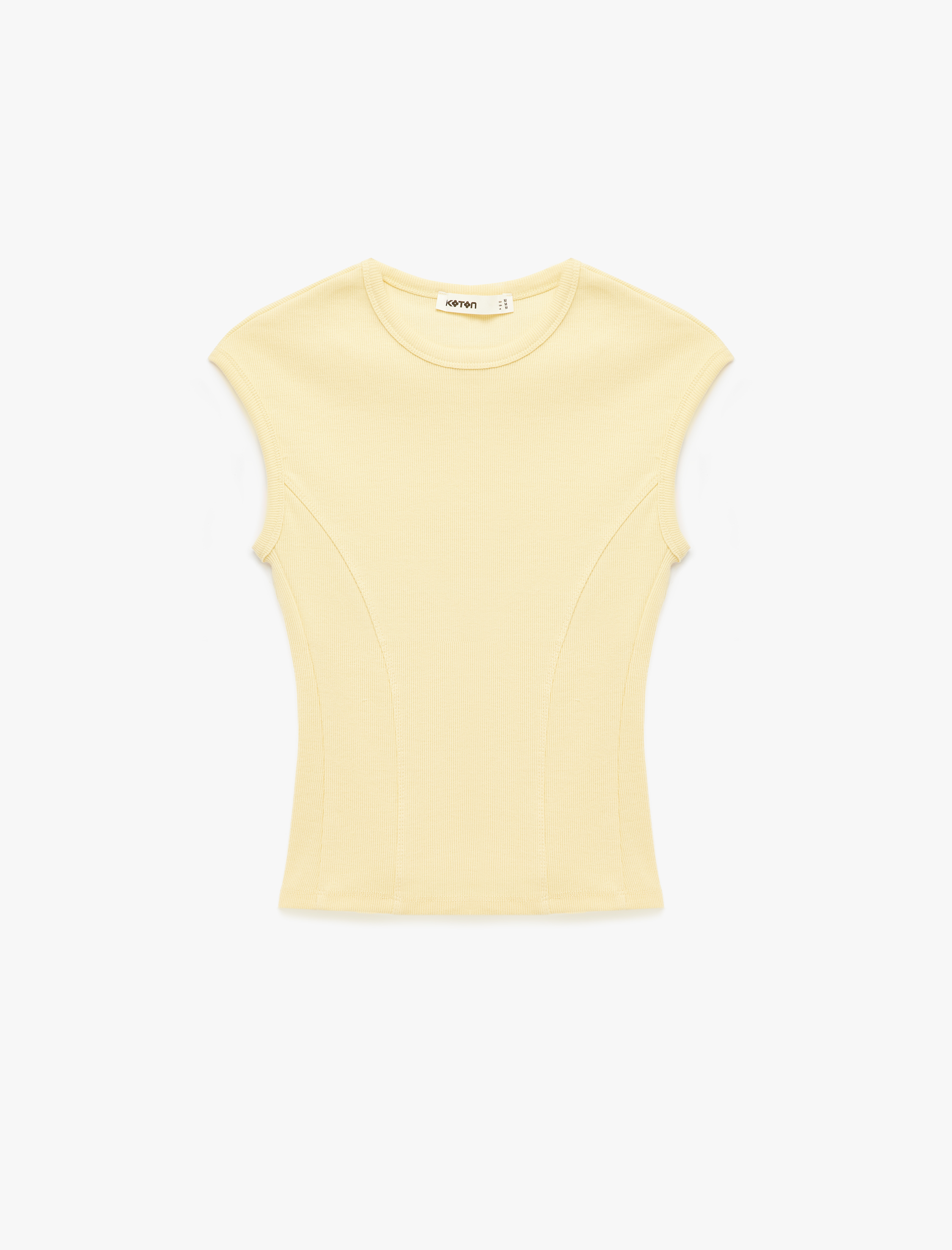   Pamuklu Slim Fit Bisiklet Yaka Fitilli Kolsuz Tişört
