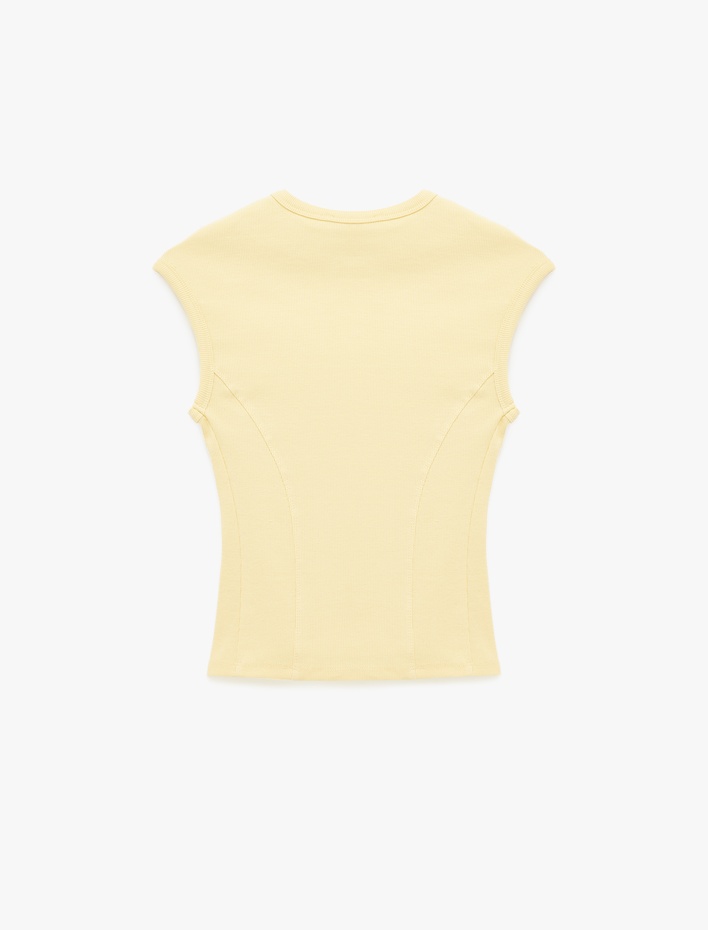  Pamuklu Slim Fit Bisiklet Yaka Fitilli Kolsuz Tişört