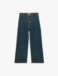 Yüksek Bel Rahat Kalıp Pamuklu Denim Pantolon - Culotte Jeans