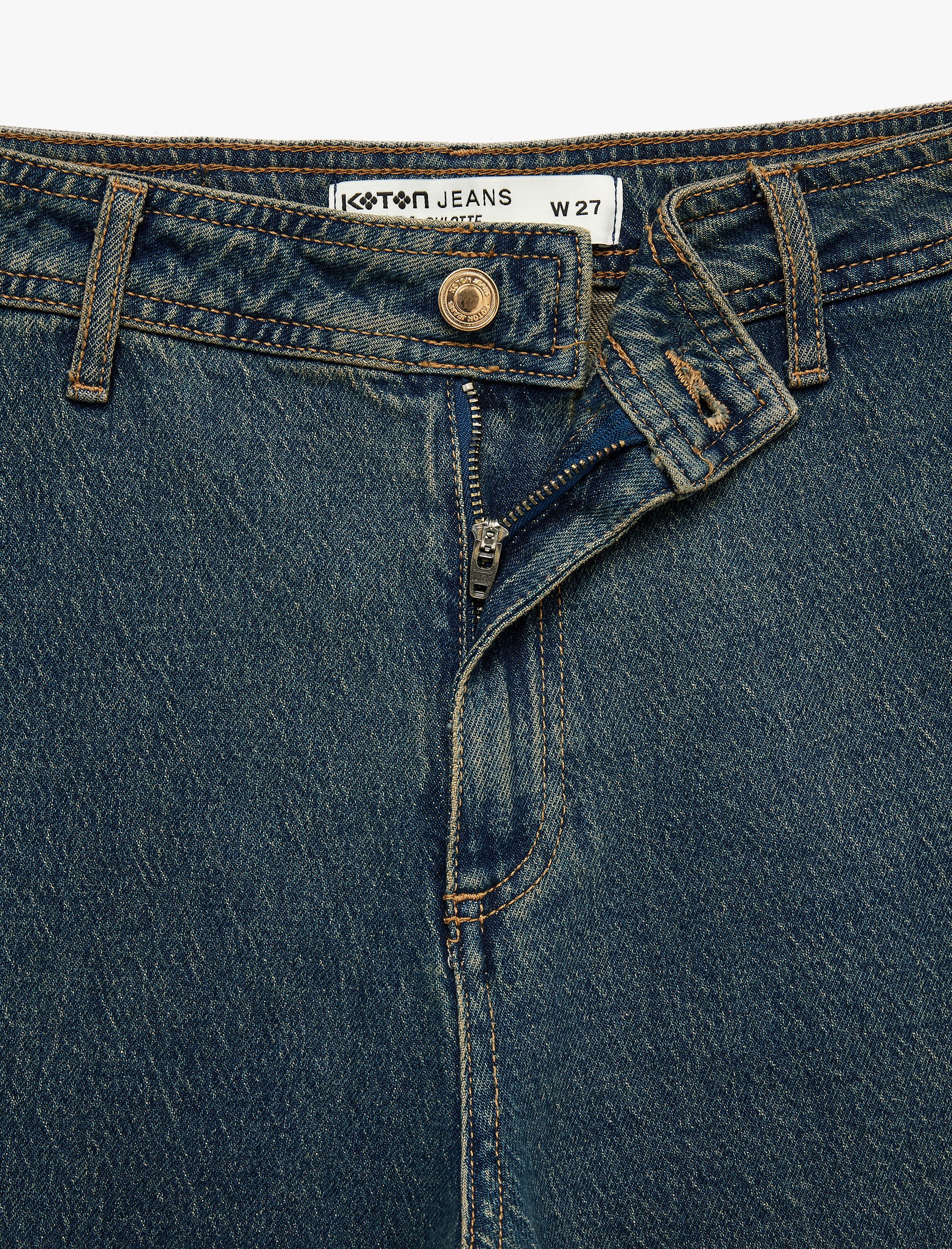   Yüksek Bel Rahat Kalıp Pamuklu Denim Pantolon - Culotte Jeans