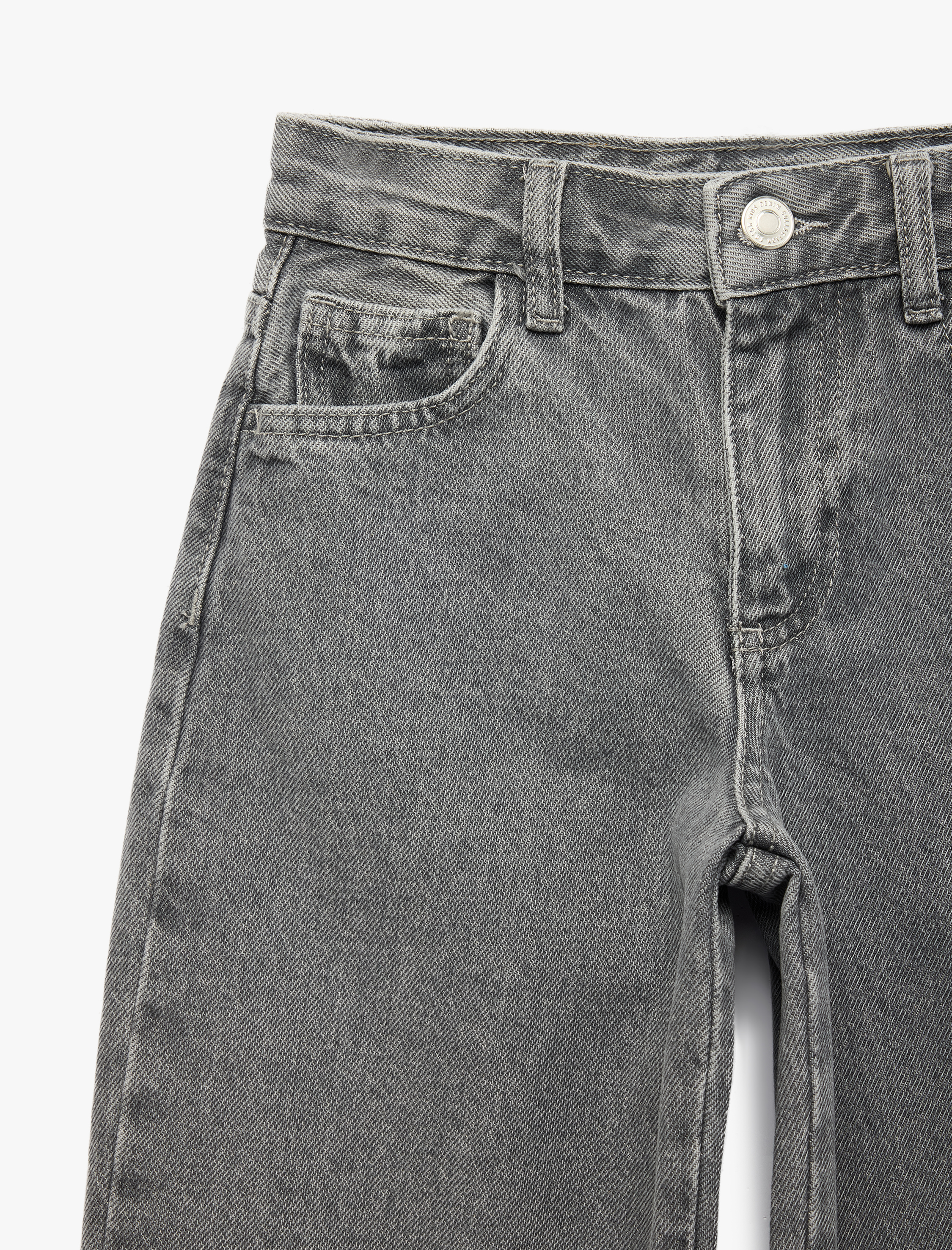  Kız Çocuk Pamuklu Dikiş Detaylı Cepli Denim Pantolon