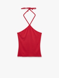 Koton X Sibil Çetinkaya - Slim Fit Boyundan Bağlamalı Halter Yaka Top