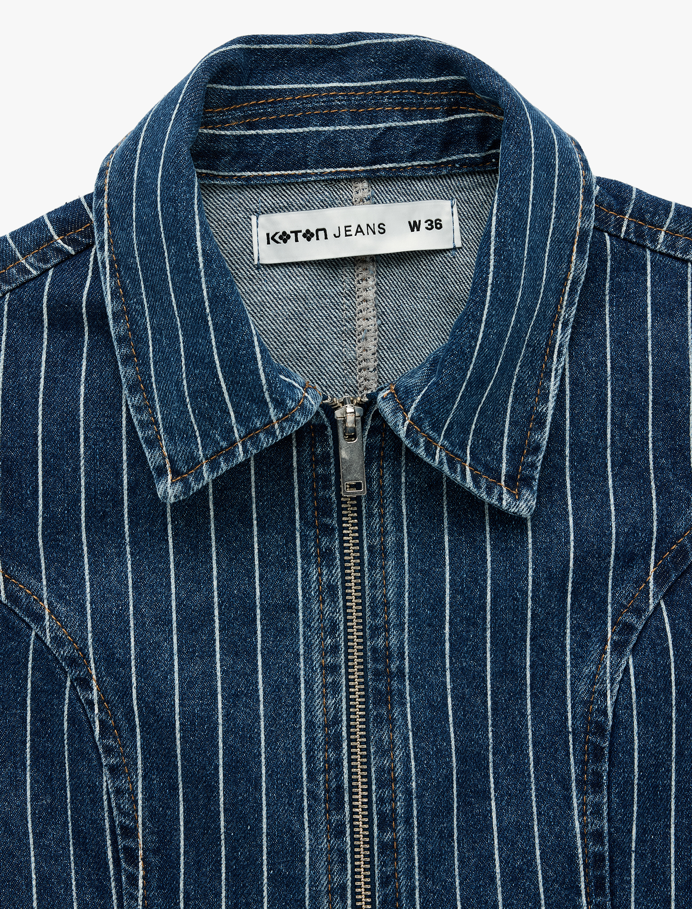   Pamuklu Rahat Kalıp Kolsuz Klasik Yaka Fermuarlı Denim Yelek