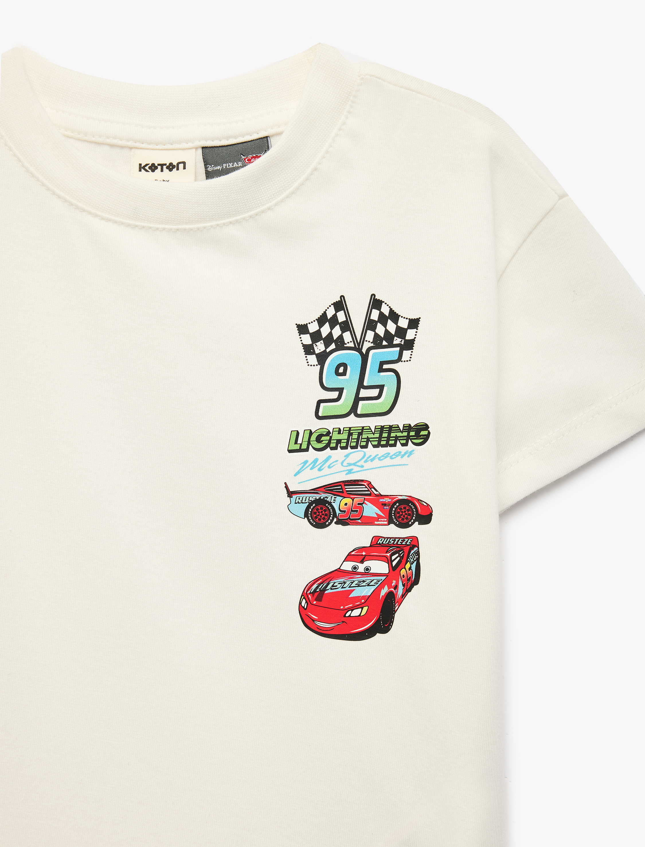  Erkek Bebek Lisanslı Lightning McQueen Baskılı Kısa Kollu Tişört