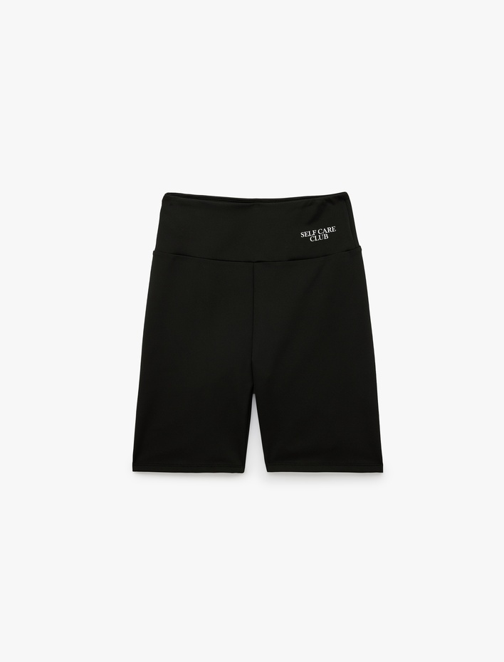  Yüksek Bel Slim Fit Baskılı Spor Biker Tayt