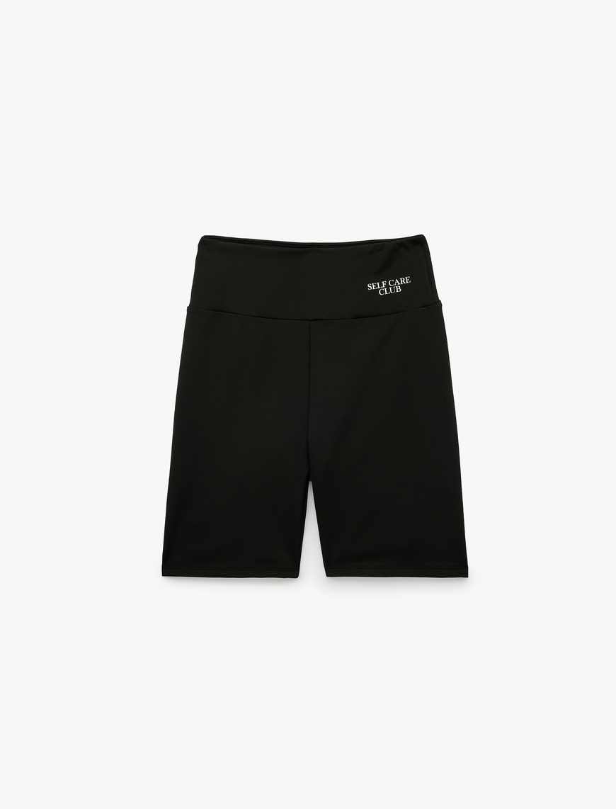 Koton Kadın Yüksek Bel Slim Fit Baskılı Spor Biker Tayt