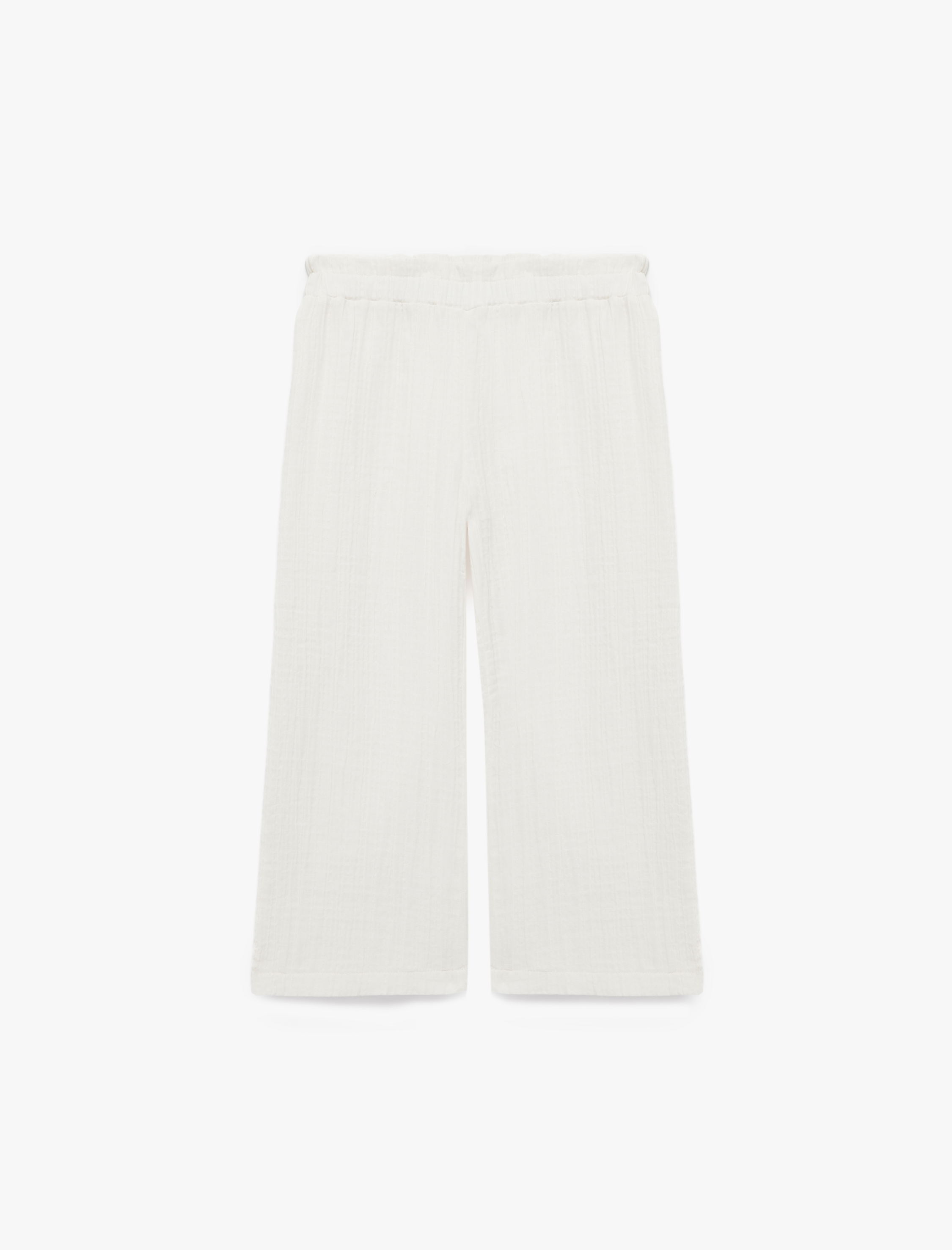  Kız Bebek Pamuklu Beli Lastikli Müslin Geniş Paça Pantolon