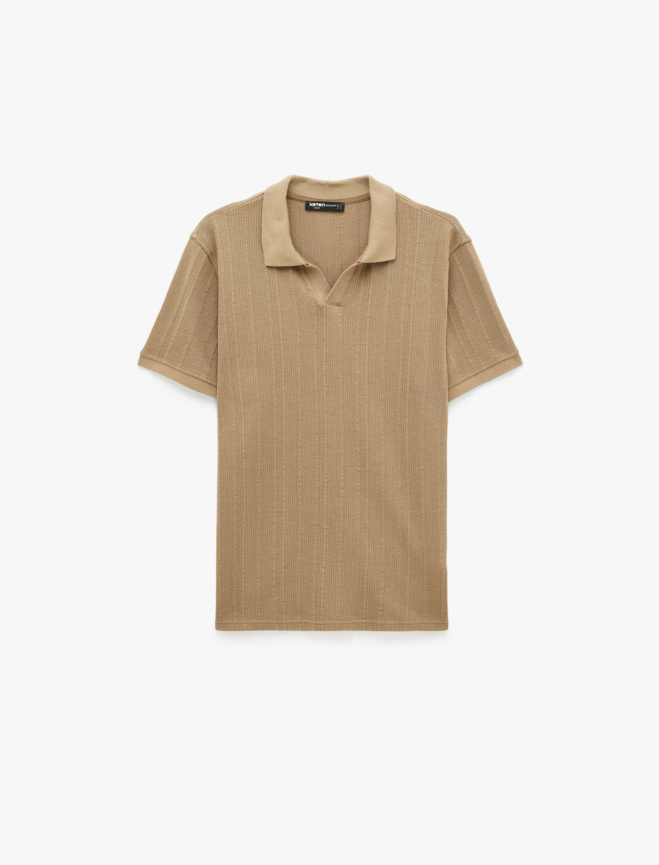   Pamuklu Regular Fit Kısa Kollu Dokulu Polo Yaka Tişört