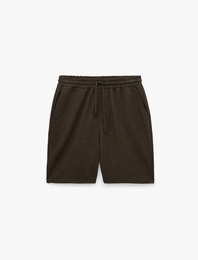 Regular Fit Cepli Bermuda Beli Bağcıklı Şort