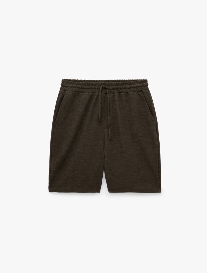  Regular Fit Cepli Bermuda Beli Bağcıklı Şort