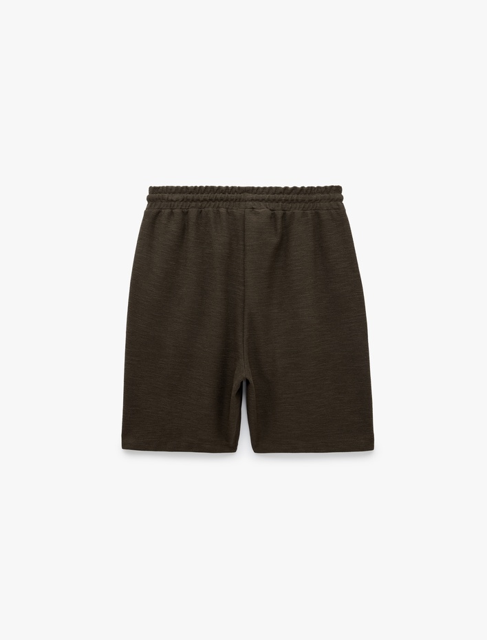  Regular Fit Cepli Bermuda Beli Bağcıklı Şort
