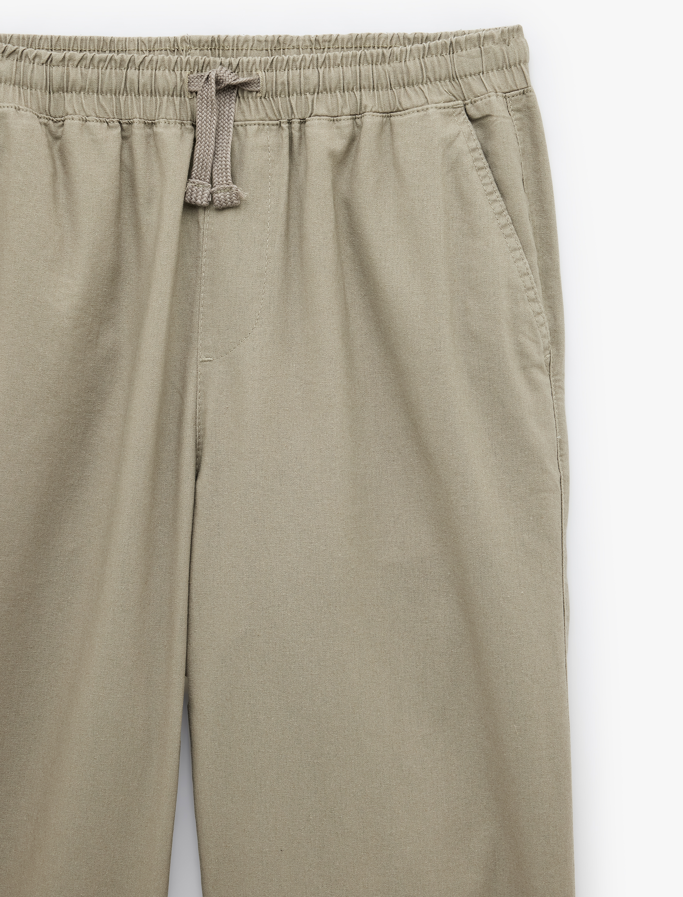   Pamuk Keten Karışımlı Bol Loose Fit Beli Bağcıklı Yazlık Pantolon