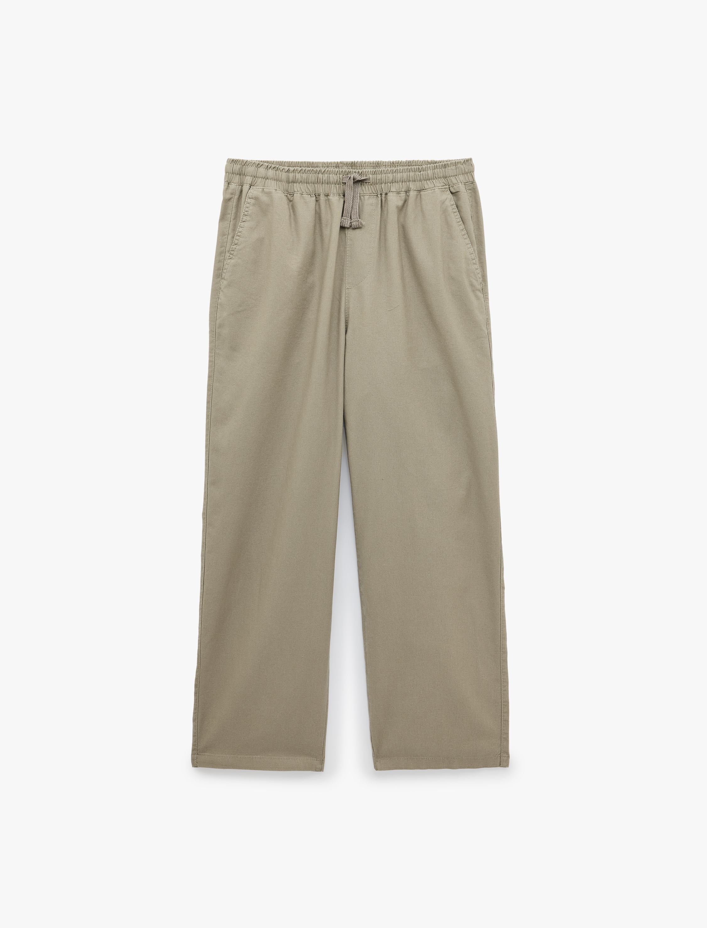   Pamuk Keten Karışımlı Bol Loose Fit Beli Bağcıklı Yazlık Pantolon