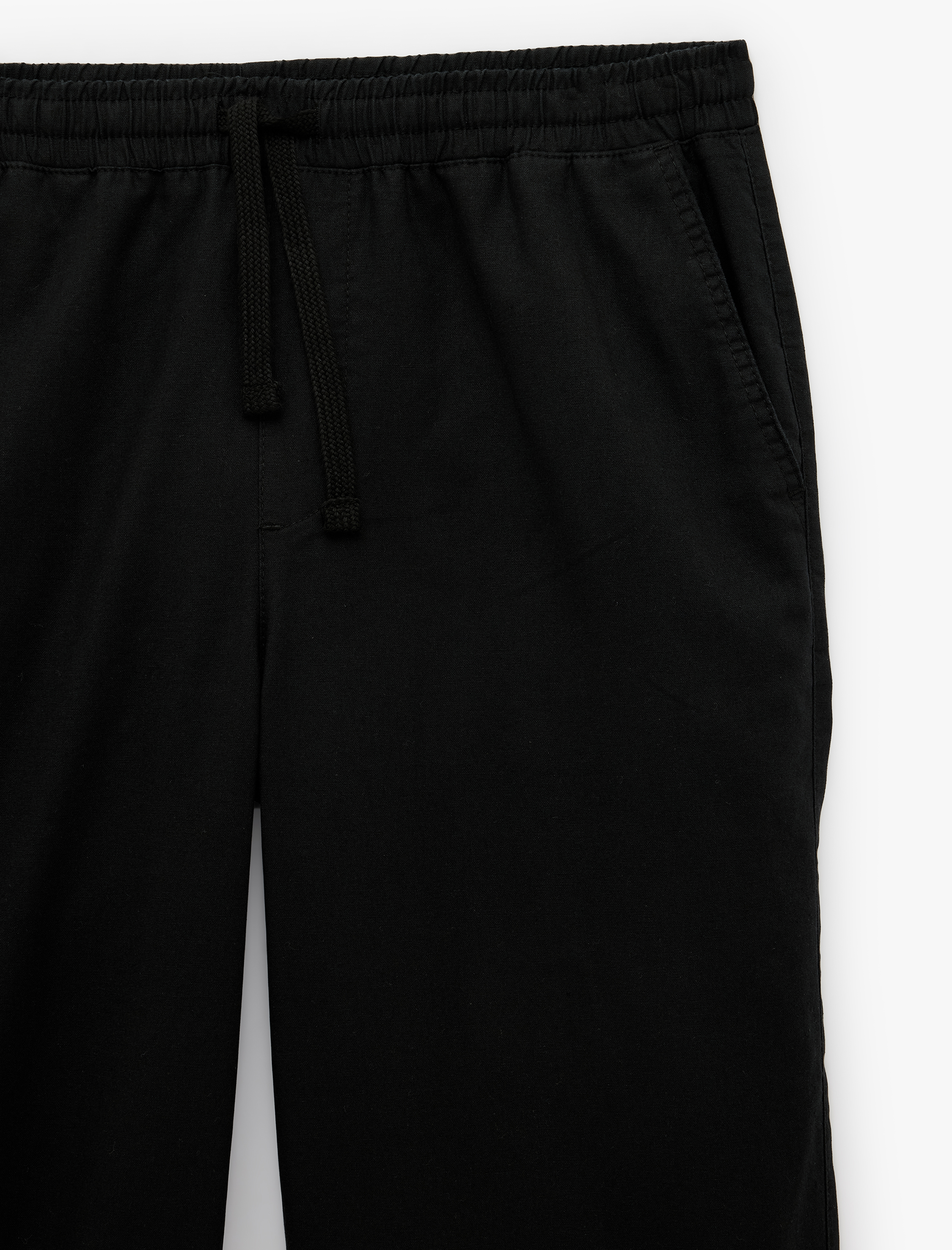   Pamuk Keten Karışımlı Bol Loose Fit Beli Bağcıklı Yazlık Pantolon