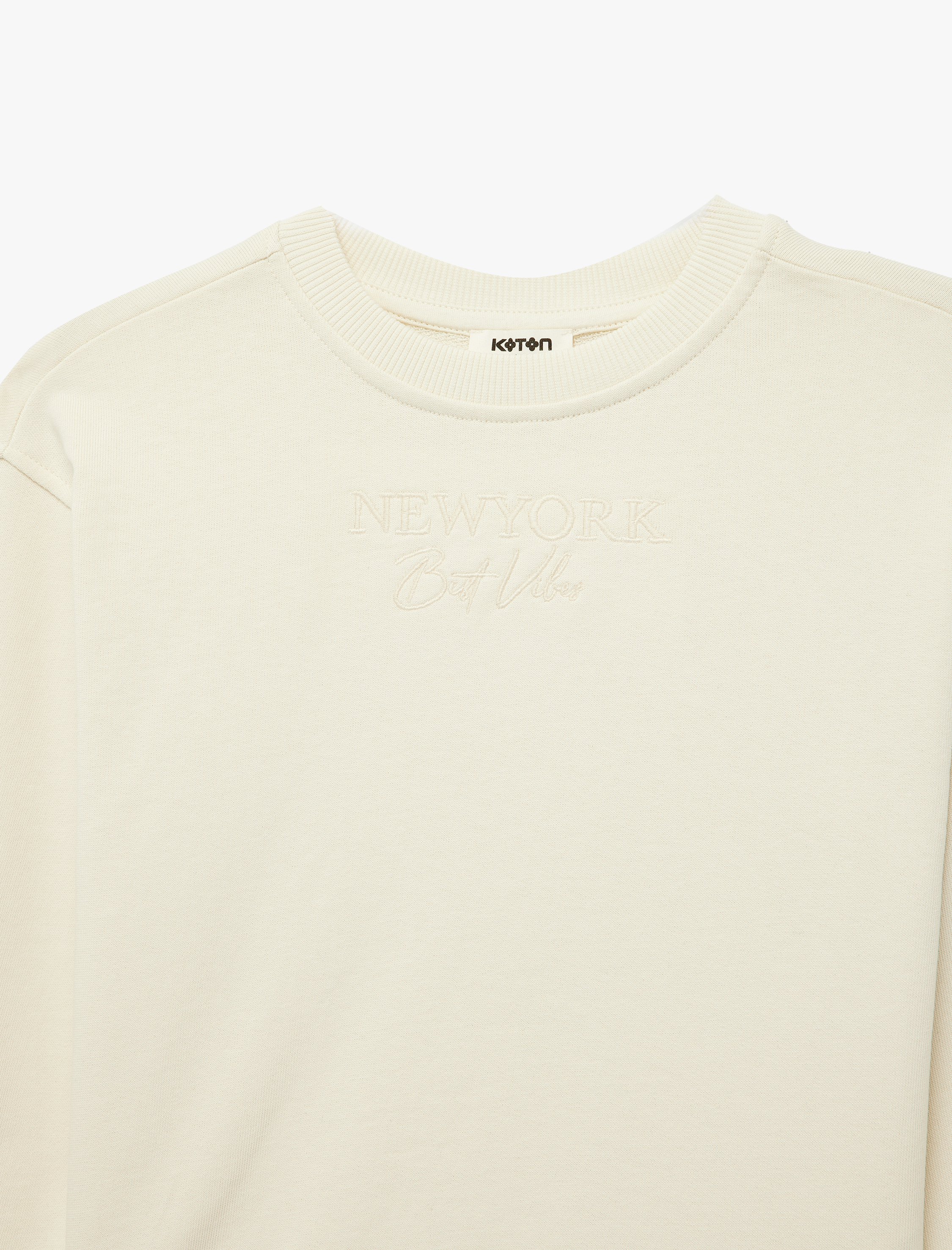  Kız Çocuk Uzun Kollu Bisiklet Yaka Dantel Detaylı Pamuklu Sweatshirt