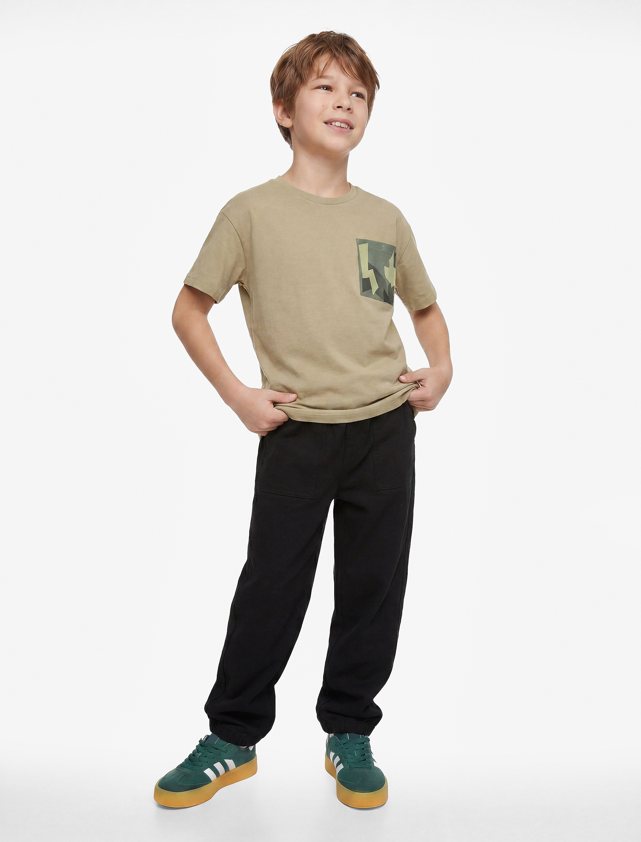  Erkek Çocuk Beli Bağcıklı Viskon Karışımlı Basic  Jogger Pantolon