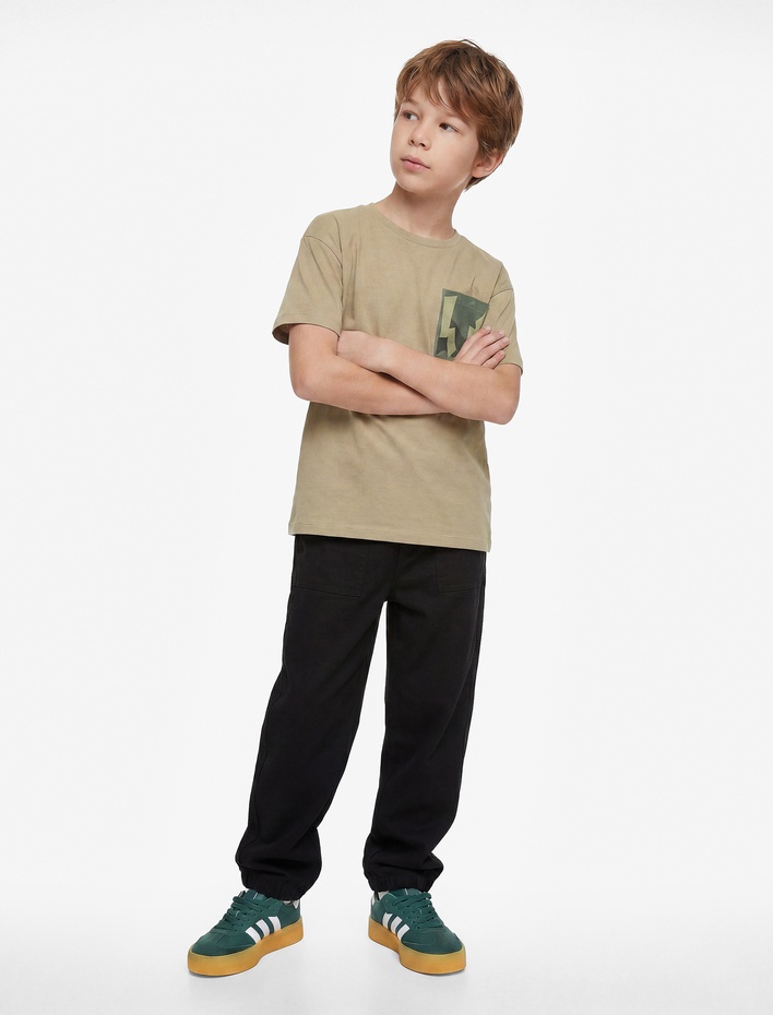 Erkek Çocuk Beli Bağcıklı Viskon Karışımlı Basic  Jogger Pantolon