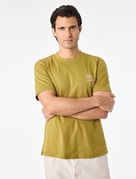 Regular Fit Kısa Kollu Nakışlı Bisiklet Yaka Tişört