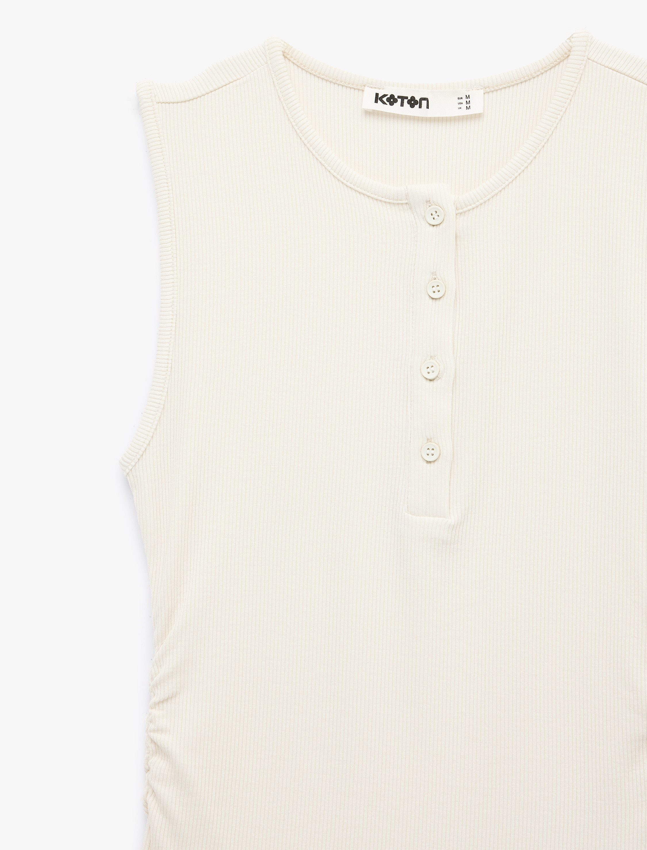   Ribanalı Düğmeli Yuvarlak Henley Yaka Fitilli Atlet