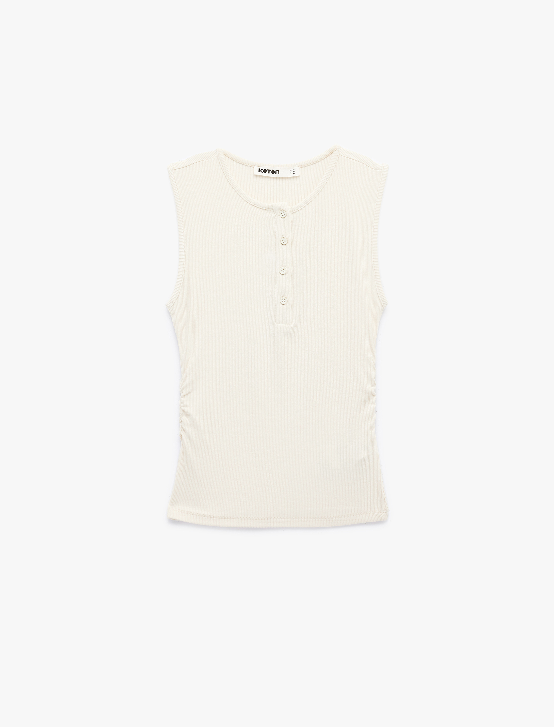   Ribanalı Düğmeli Yuvarlak Henley Yaka Fitilli Atlet