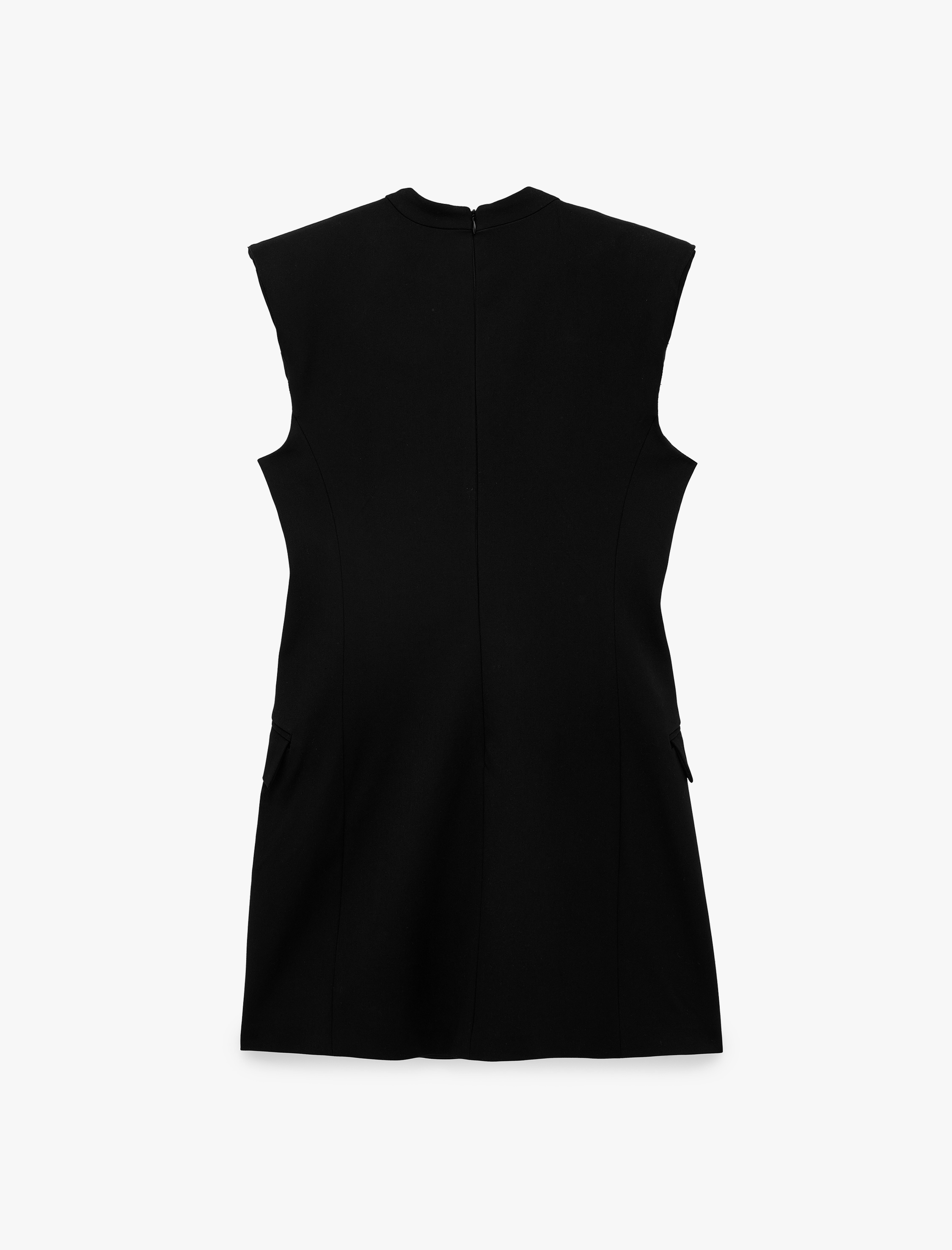   Regular Fit A Kesim Kruvaze Yaka Kolsuz Mini Elbise