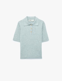 Regular Fit Kısa Kollu Polo Yaka Triko Kazak