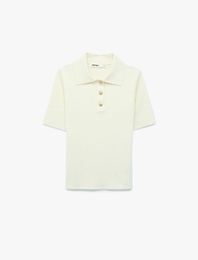 Regular Fit Kısa Kollu Polo Yaka Triko Kazak