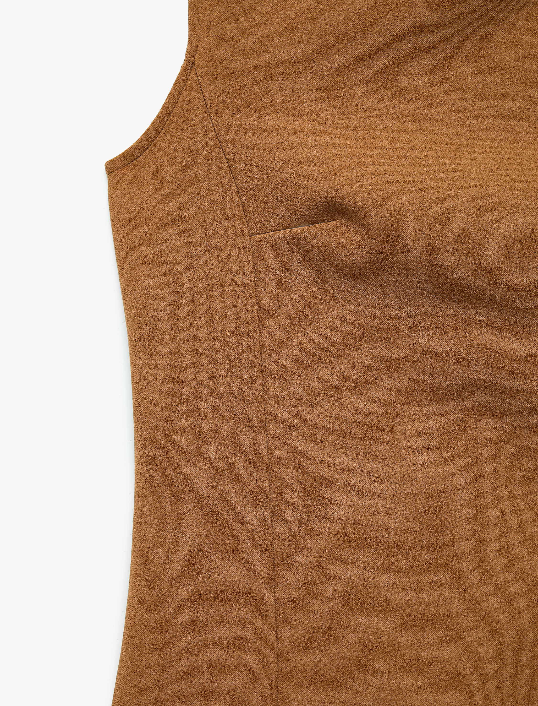   Krep Scuba Kumaş Slim Fit Yuvarlak Kayık Yaka Kolsuz Mini Elbise