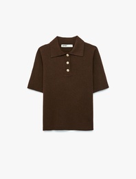 Regular Fit Kısa Kollu Polo Yaka Triko Kazak